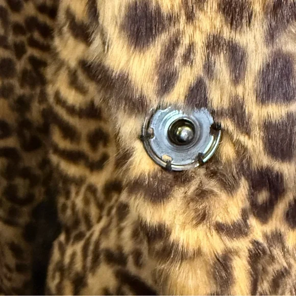 Pia Rossini Leopard Print Faux Fur Coat Black Trim M/L - Picture 8 of 12